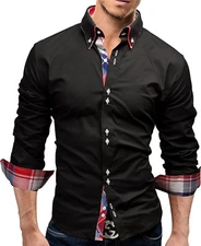Mens Long Sleeves Dress Shirts Casual Luxury Business Button Down Slim Fit Shirt