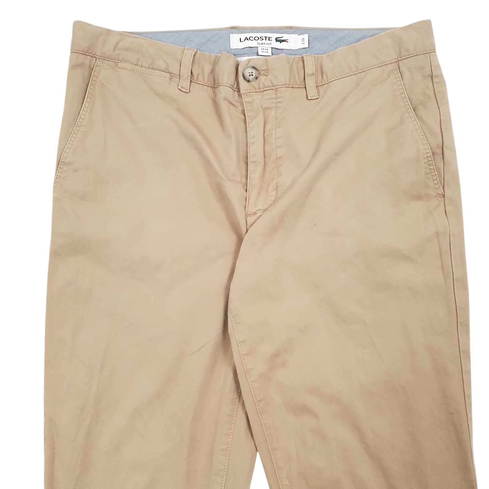 LACOSTE Chino Trousers Cotton Beige Mens W34 L32 image 2