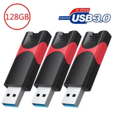 3 Pack 128GB USB 3.0 Flash Drive Memory Stick High Speed Retractable Thumb Drive
