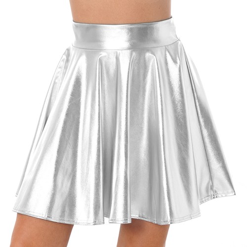 AU Women's Mini Skater Skirt Shiny Metallic Flared Pleated High Waisted Pleated - Picture 120 of 144