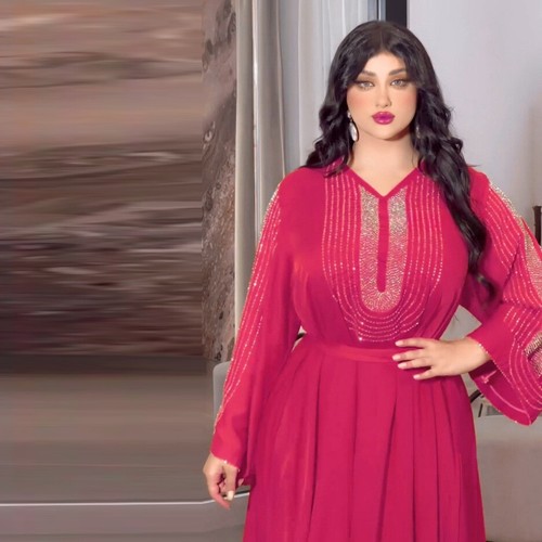Abaya Muslim Women Rhinestone Kaftan Maxi Dress Dubai Moroccan Party Gown Caftan - 第 105/196 張圖片