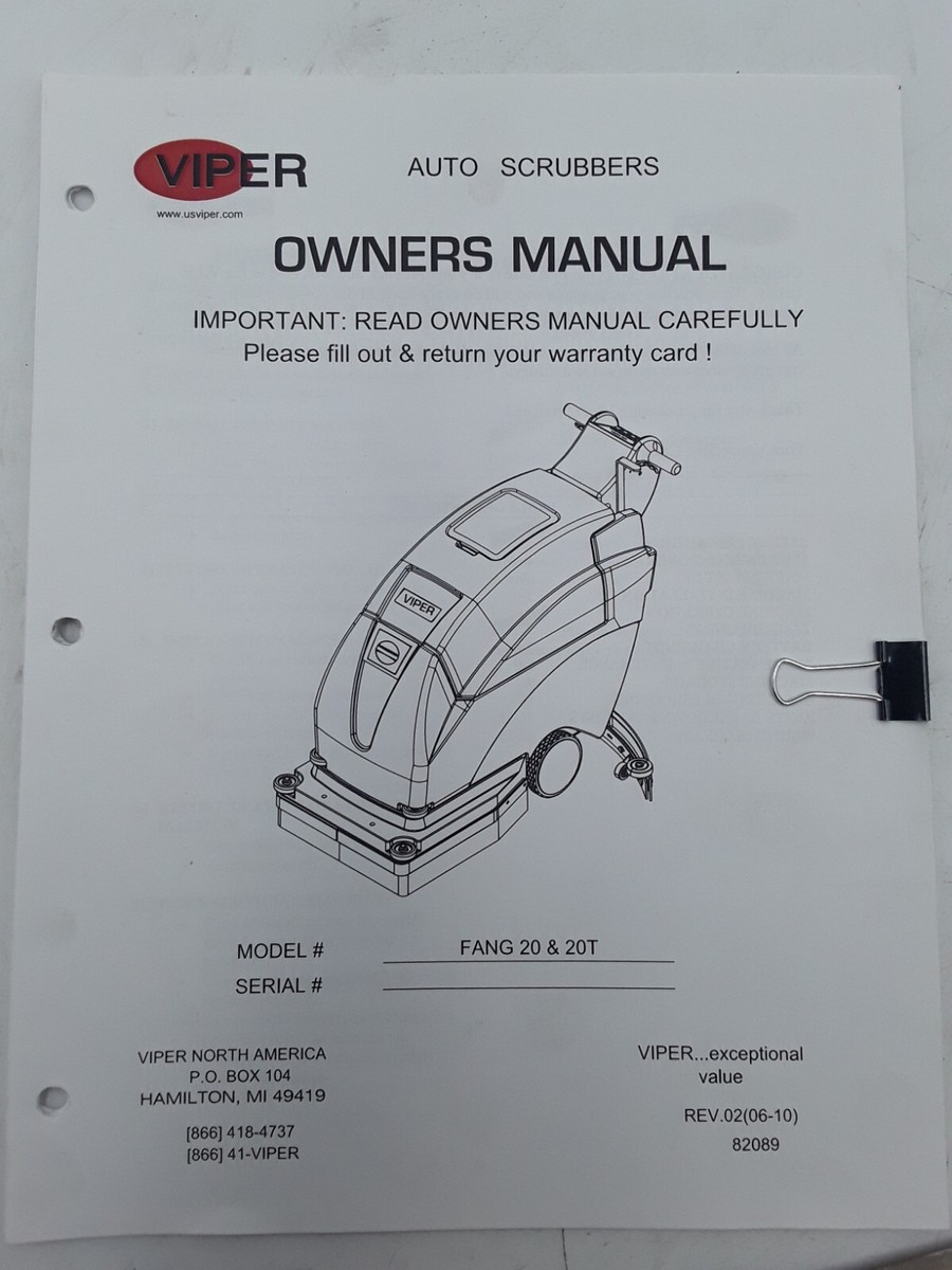 VIPER AUTO SCRUBBER OWNERS MANUAL FANG 20 &20t | eBay