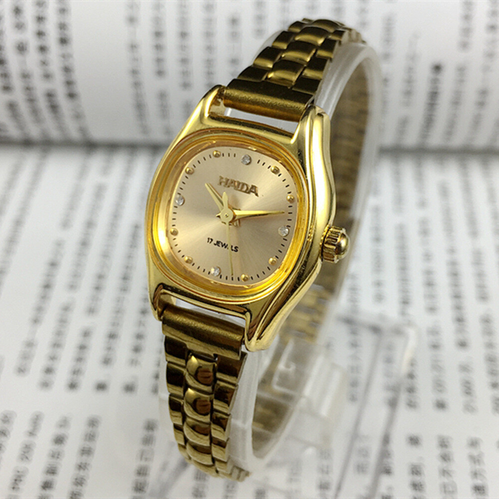 HAIDA Manual Mechanical Lady Watch Golden Nail 17 Jew Champagne