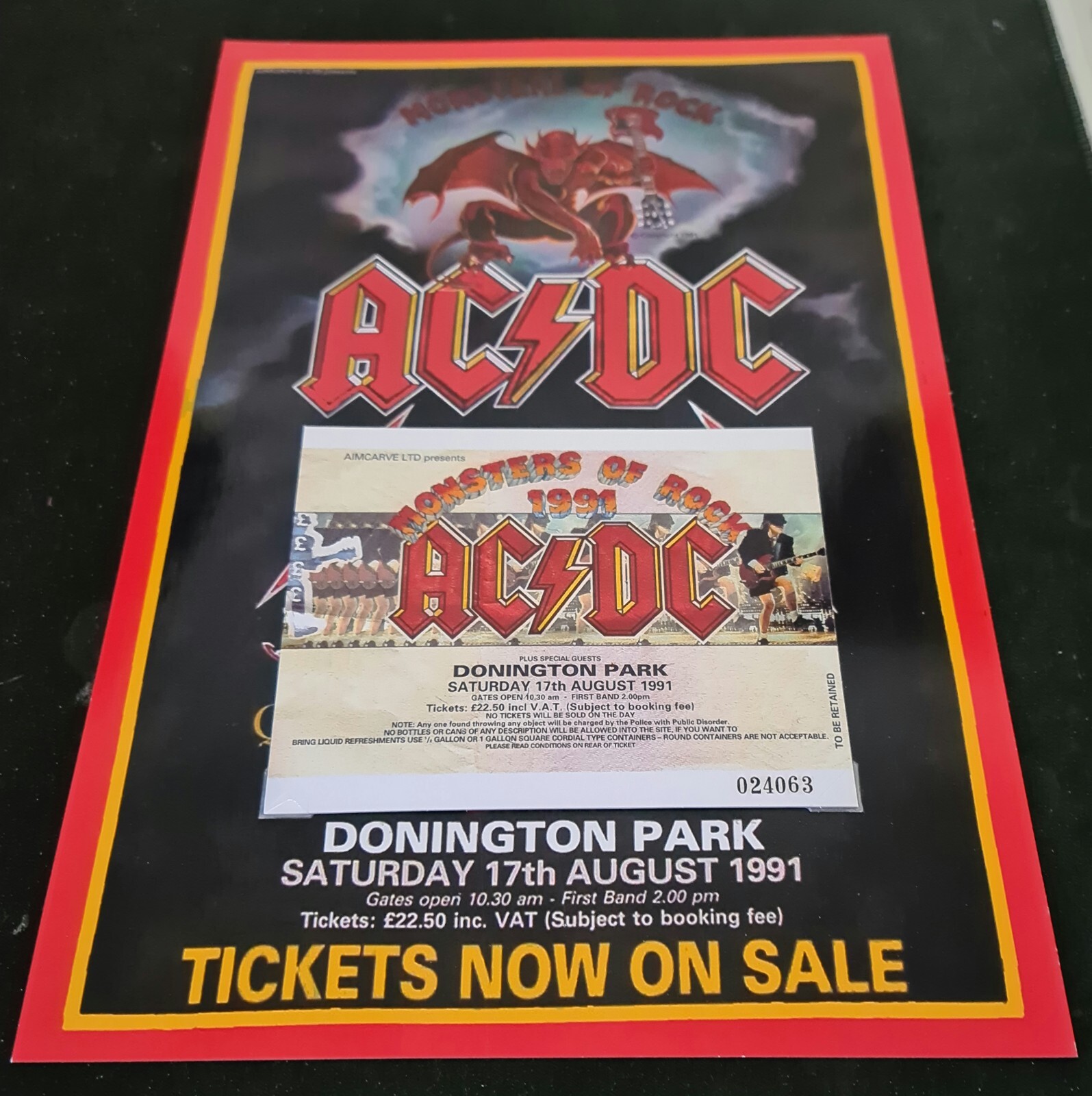 Repro CONCERT TICKET / POSTER COMBO 🎟️ AC/DC - 17 August 1991 ...