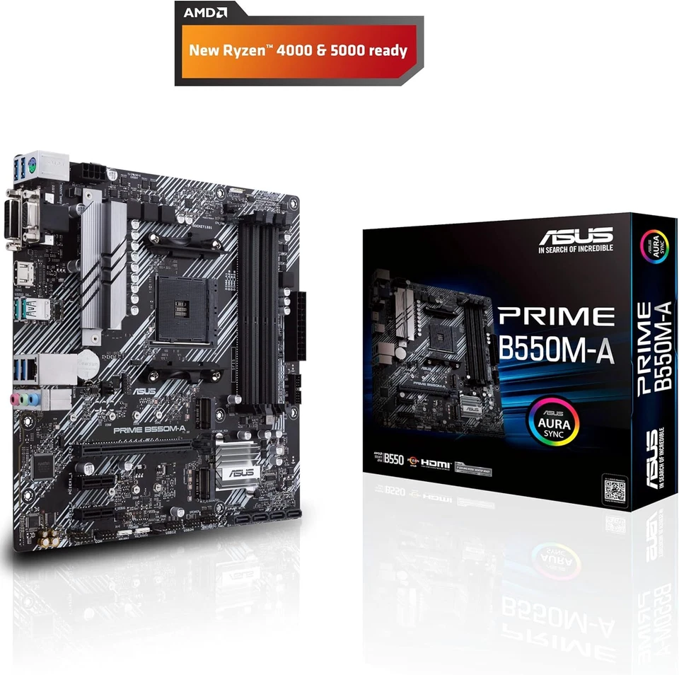 ASUS PRIME B550M-A AMD Ryzen AM4 Motherboard MicroATX SATA 6Gb/s DDR4 [NEW] - Image 4 of 4