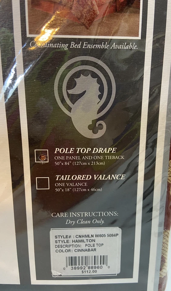 NUEVO WATERFORD LUJO VENTANA MODA HAMILTON, CINABRIO 50" X 84" PANEL, AMARRE Foto 3 de 4