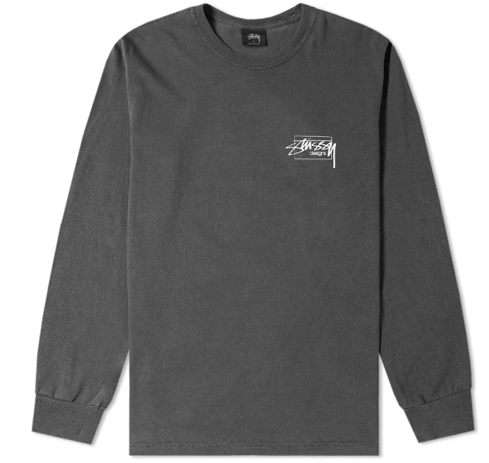 Stussy Mens Modern Age Pig. Dyed Long-Sleeve Tee - Black Stussy Mens Modern Age Pig. Dyed Long-Sleeve Tee - Black