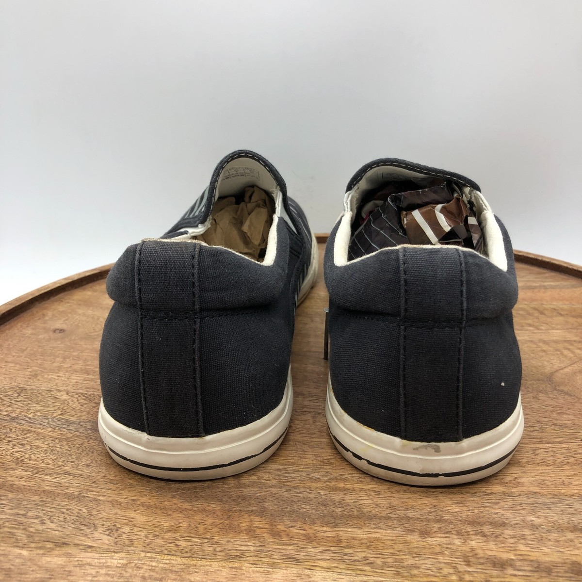 Travis Mathew Pauly Navy Blue Striped Slip On Golf Shoes 