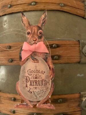 RABBIT WAS A OLD CHOCOLATE AD NOW A   SHELF SITTER*GRAND ON YOUR EASTER TABLE*