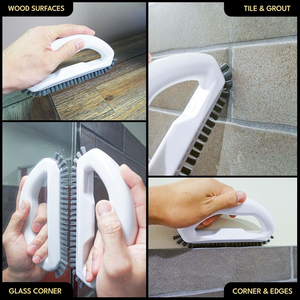 Grout Cleaner Brush with Stiff Angled Bristles. Best Scrub Brushes for
