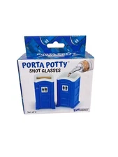 Porta Potty Shot Glasses Set Of 2 Blue 2oz Funwares Novelty Drinking Gift