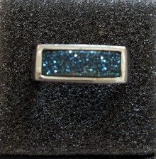 NWOT Gorgeous Genuine Blue Drusy Quartz Ring 925 SS 4.5g sz 7 NEW Must see NICE 