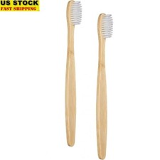 Bamboo Toothbrushes Eco Friendly Biodegradable Soft Bristles Charcoal 2 Pack New