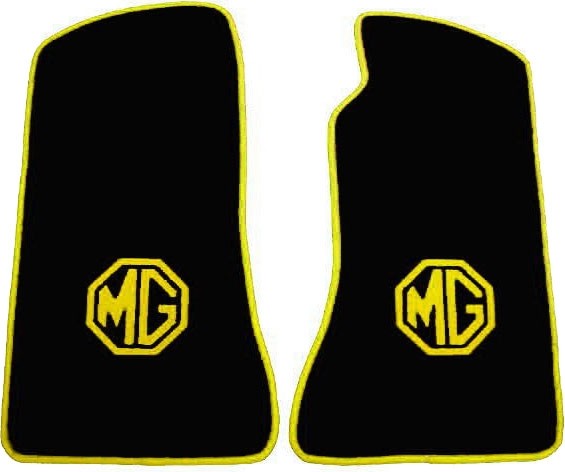 Tapis de sol en velours pour MG B noir et jaune sur mesure