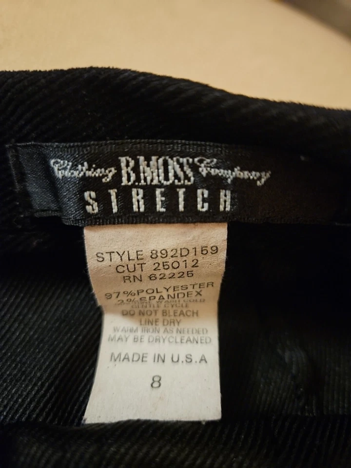 Falda elástica para mujer B. Moss 8 bolsillos de carga línea A vintage con cordón negra Foto 3 de 4