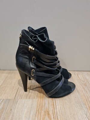 Guess Candie Peep Toe Leather Suede Shoe Boots Bootie Uk 5 Ankle Vintage 90s Y2k
