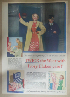 Ivory Flakes Soap Ad: Twice The Wear With Ivory ! from 1945 Size:  11 x 15 inch
