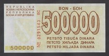 🔴BOSNIA  500 000 Dinara 1994 UNC  P32a  ISSUED DURING SIEGE OF SARAJEVO🔴 