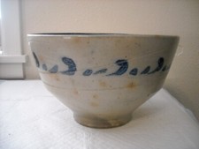 Jugtown 9" Salt Glazed Cobalt Decorated Bowl North Carolina Seagrove Pottery
