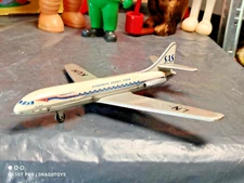 VINTAGE TIN TOY AIRPLANE TIPPCO WESTERN GERMANY SCANDINAVIAN AIRLINES SYSTEM 