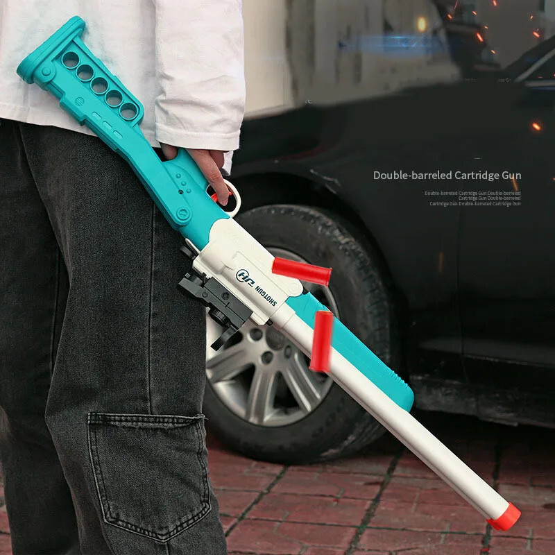 Long Double Barrel Toy Shotgun Soft Bullet Gun Shell Ejecting Foam ...