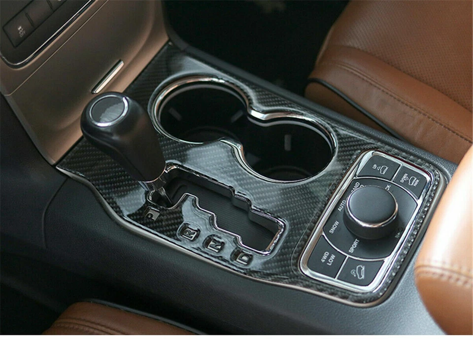 Console Gear Shift Box Cover Trim for Jeep Grand Cherokee 2011-2013 Carbon Fiber Foto 3 de 4