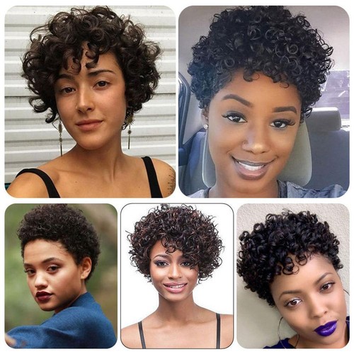 Parrucca capelli corta afro ricci parrucche per donna nera capelli vergini brasiliani# - Foto 3 di 8
