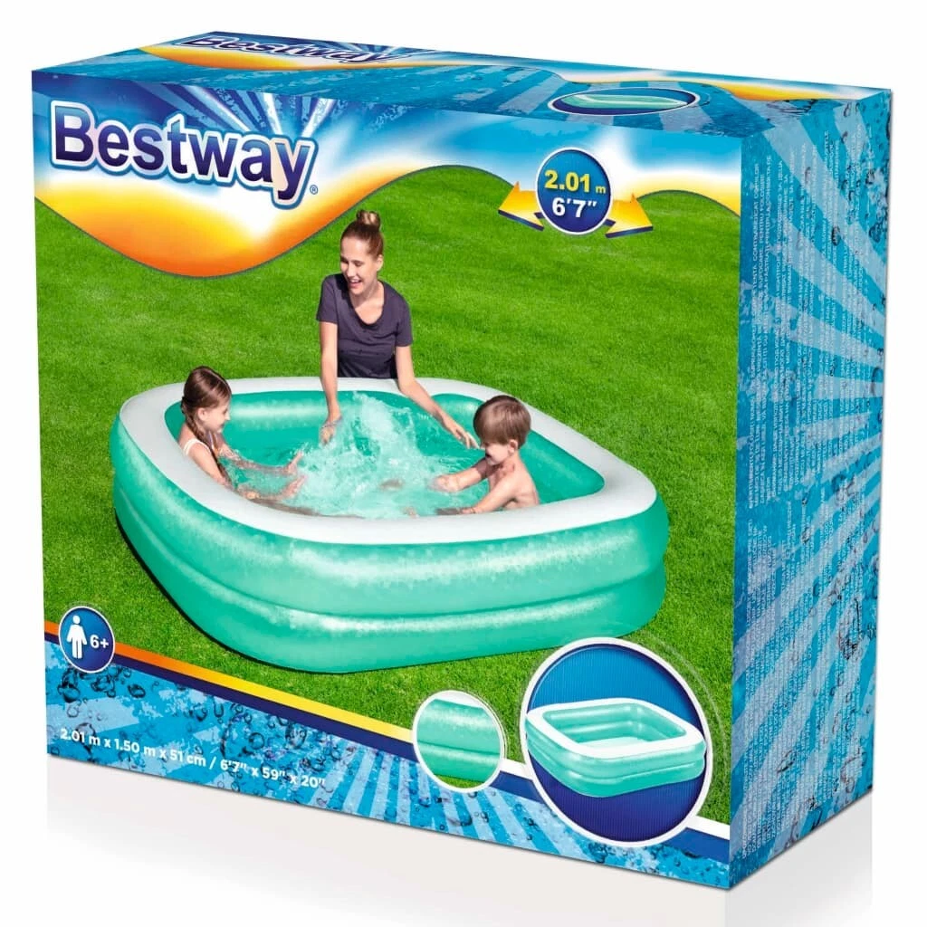 Bestway Family Swimming Paddling Pool Rectangular 201x150x51 cm  - Brand New - Picture 1 of 6