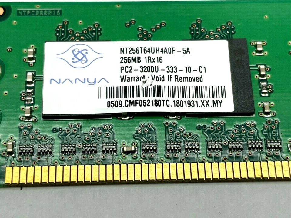 Nanya NT256T64UH4A0F-5A RAM Memory 256MB PC2-3200U 1RX16 LOT OF 2 - Image 4 of 4