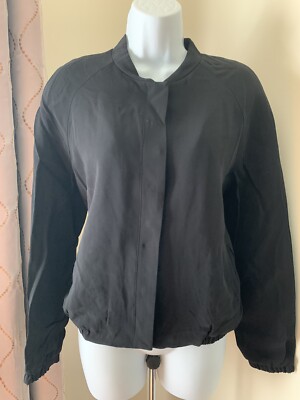 Massimo Dutti Black Dress Jacket Chiffon Satin Lined Women s Large - NWT