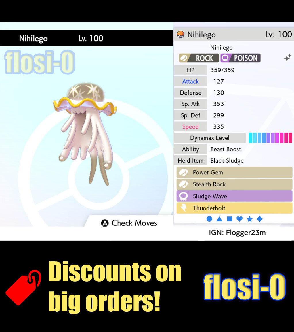 6IV Ultra Shiny Nihilego Pokemon Sword and Shield (Square Shiny)