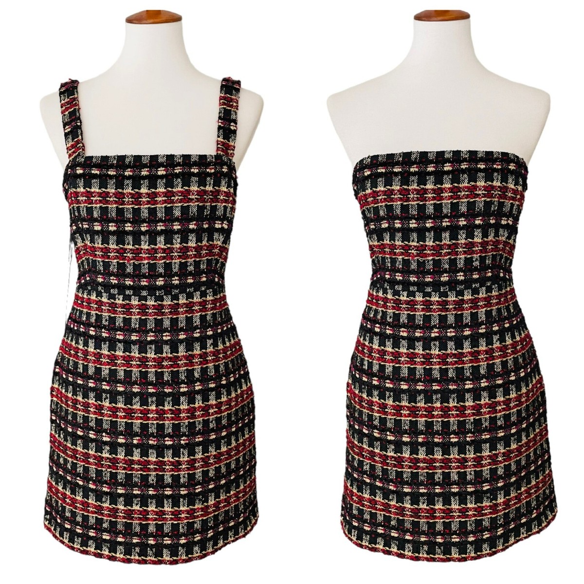 House of Harlow 1960 Black & Red Boucle Convertible Strap Mini Dress Size  Medium | eBay