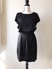 MNG BY MANGO Ruffle Front Black Dress