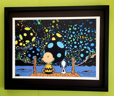 DEATH NYC Hand Signed LARGE Print Framed 16x20in COA SNOOPY CHARLIE BROWN FL
