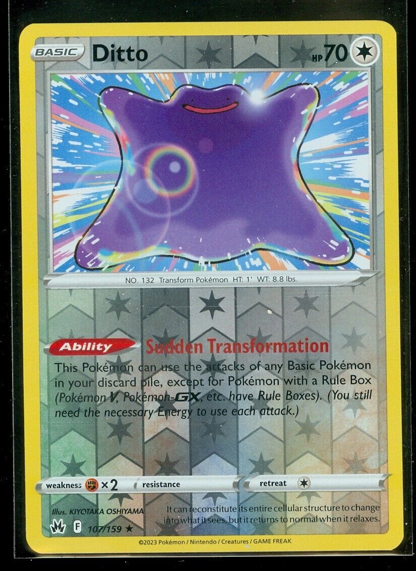 Pokemon DITTO 107/159 - Crown Zenith - RARE HOLO - - MINT