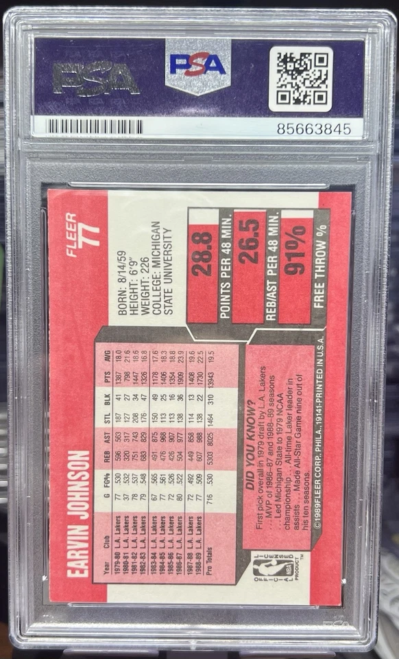 1989 Fleer Magic Johnson On-Card Auto PSA/DNA Authenticated Lakers - Image 2 of 2