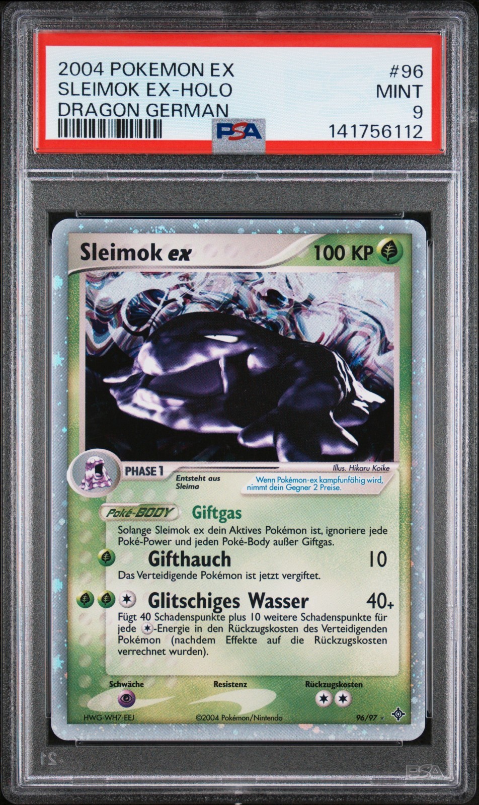 2004 Pokemon Card EX Muk EX-Holo #96 PSA 9 MINT GERMAN