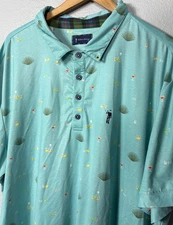 William Murray Golf Men's XXL Tequila Agave Teal Polo Performance Golf Colorful