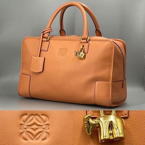 LOEWE Amazona 36 Leather Coral Pink Limited Edition Handbag Authentic Rare Bag