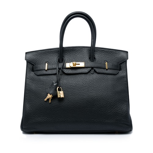Hermès Clemence Birkin Retourne 35 Pre-Loved Handbag Black
