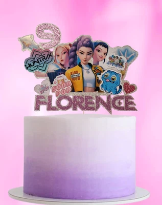 HANDMADE K-Pop Demon Hunters Inspired Personalised Glitter / Mirror Cake Topper, 3D