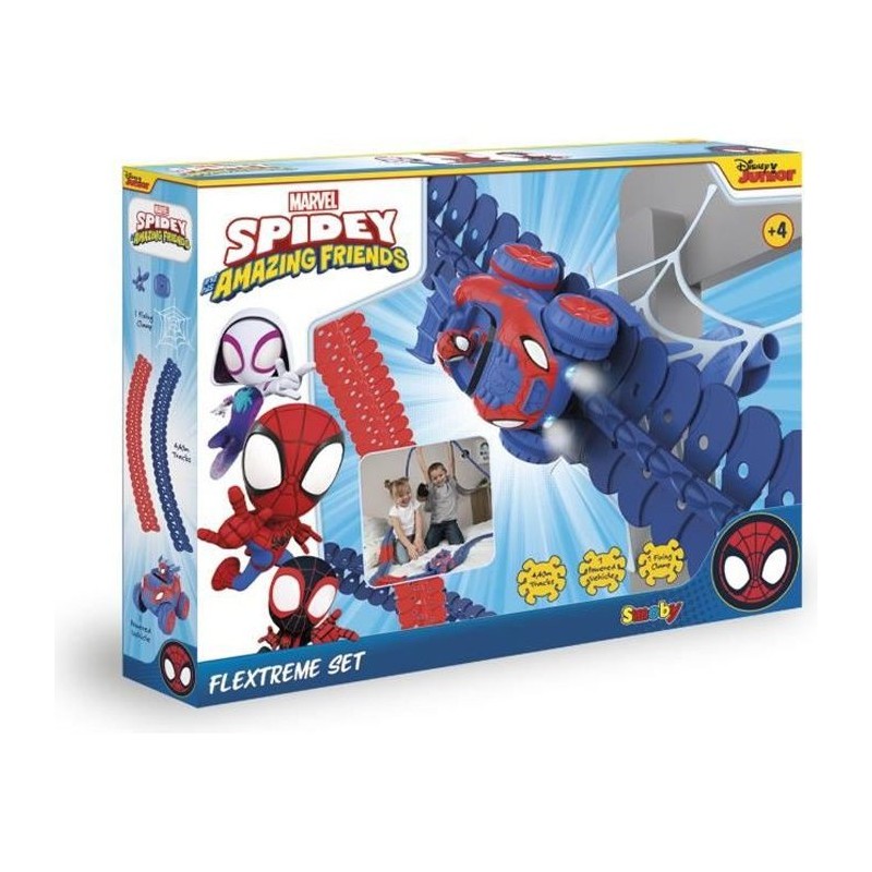 Circuit Spidey Flextreme à rails flexibles motorisé avec 184 pistes et véhicule inclus