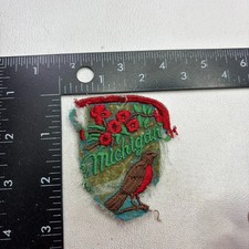 VTG c 1980s BADLY WILDLY Damaged  Distressed MICHIGAN State Souvenir Patch 61KB
