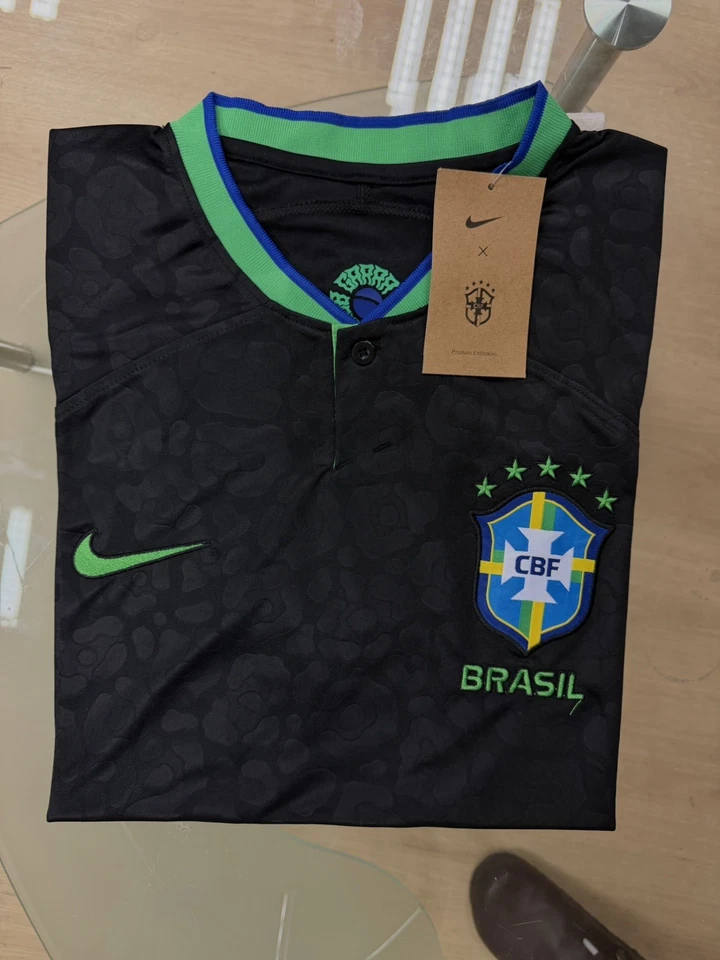 Maillot Brésil Noir Jaguar (5 étoiles) x Nike Officiel Dri-Fit - Neuf - 4 taille - Photo 4/4