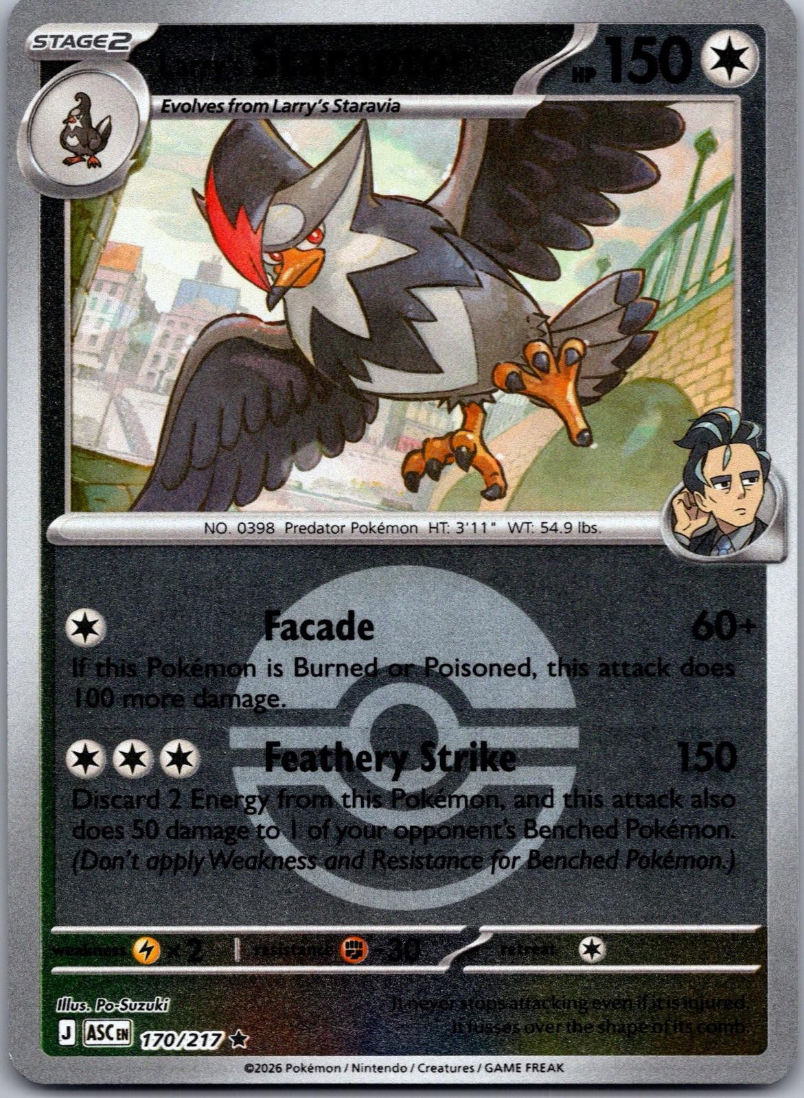 Larry's Staraptor (Poke Ball) 170/217 Ascended Heroes Pokemon Reverse Holo NM/M