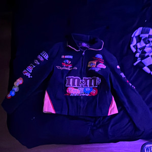 JH Design NASCAR M&M’s Racing Jacket w/ Characters & Logos Black/Pink Size M