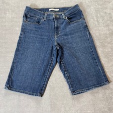 Levi's Bermuda Jean Shorts Women's 27 Medium Wash Blue Denim Stretch Mid Rise
