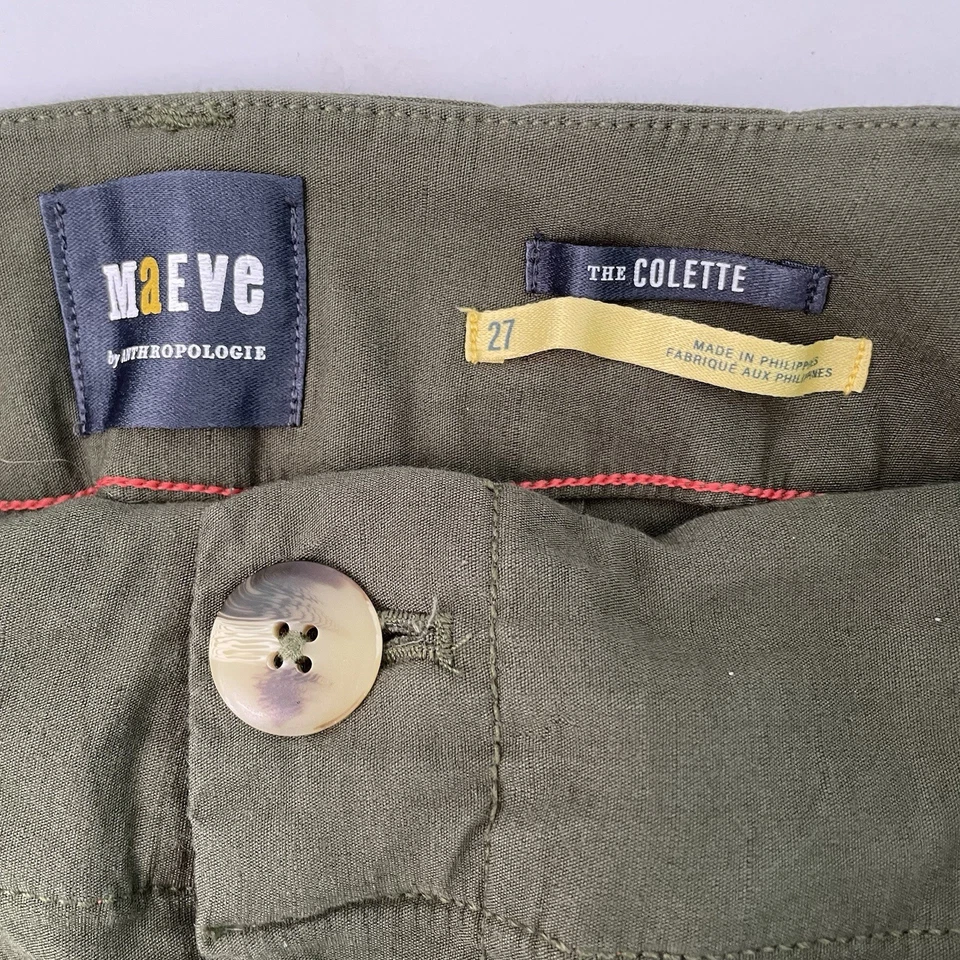 Calça Maeve By Anthropologie Feminina Tamanho 27 Verde The Colette Perna Larga Chique - Imagem 4 de 4