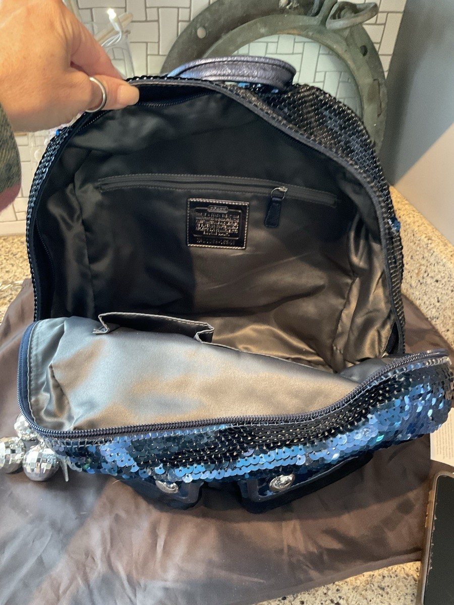 Coach blue poppy sequin backpack limited 【公式通販】