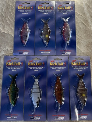 #ad Lot of 7 New XL Kick Tail Fresh Salt Water Lures Diver amp; Floater $23.78